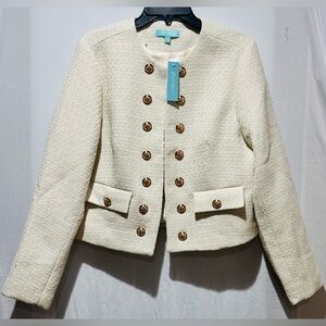 Fresh Twist Women's Elegant Tweed Long Sleeve Blazer - Size L